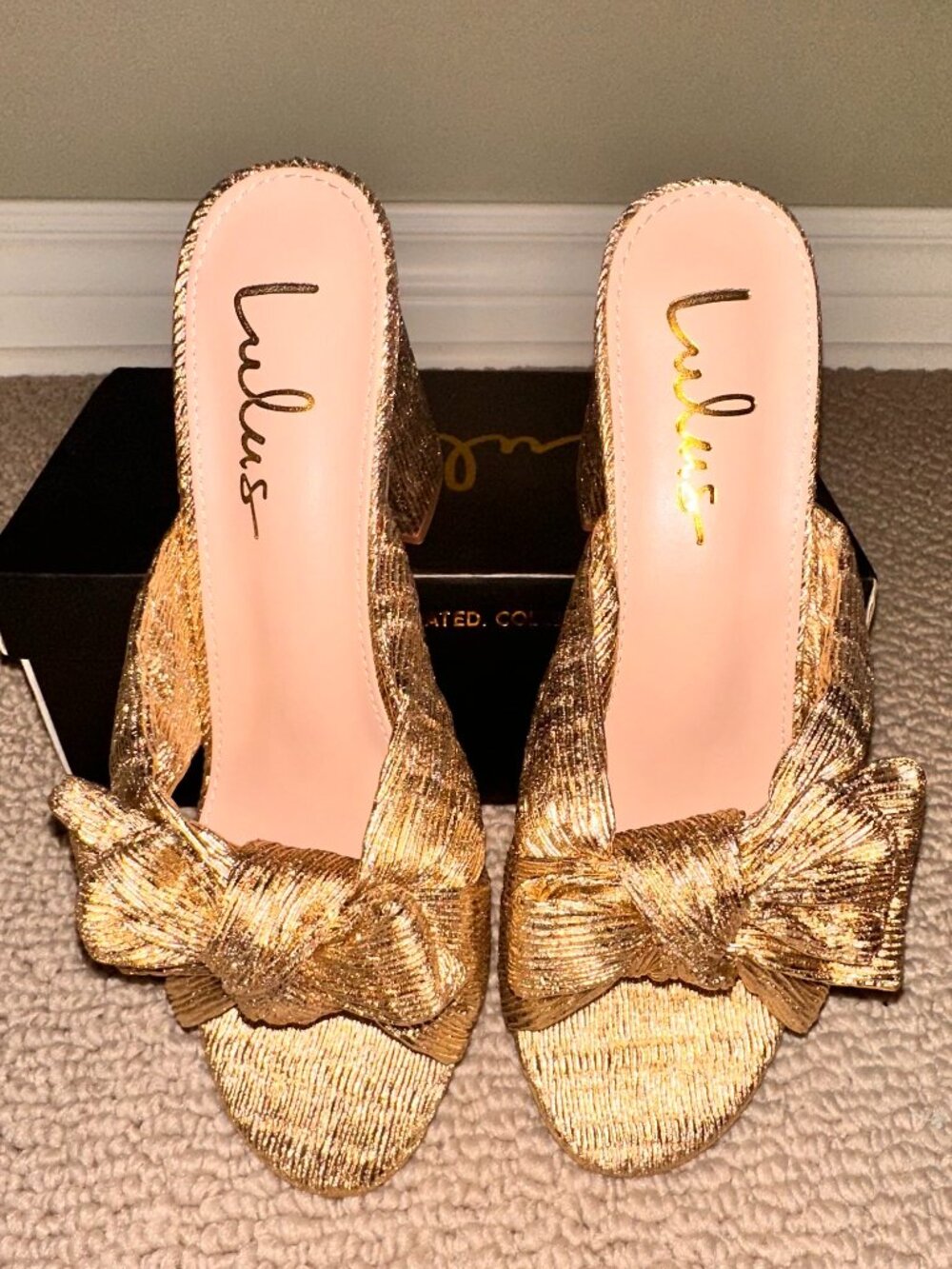 Lulu's Shiny Mettalic Gold Heels/Mules - Size 9